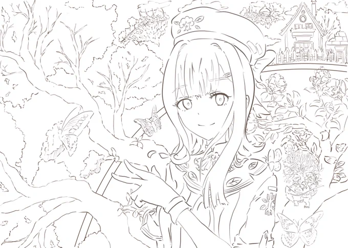 やっと完成したので、とりあえず線画と下書きとラフ置いておきます
塗り絵とかに使えれば使ってください
・・・寝よう 
