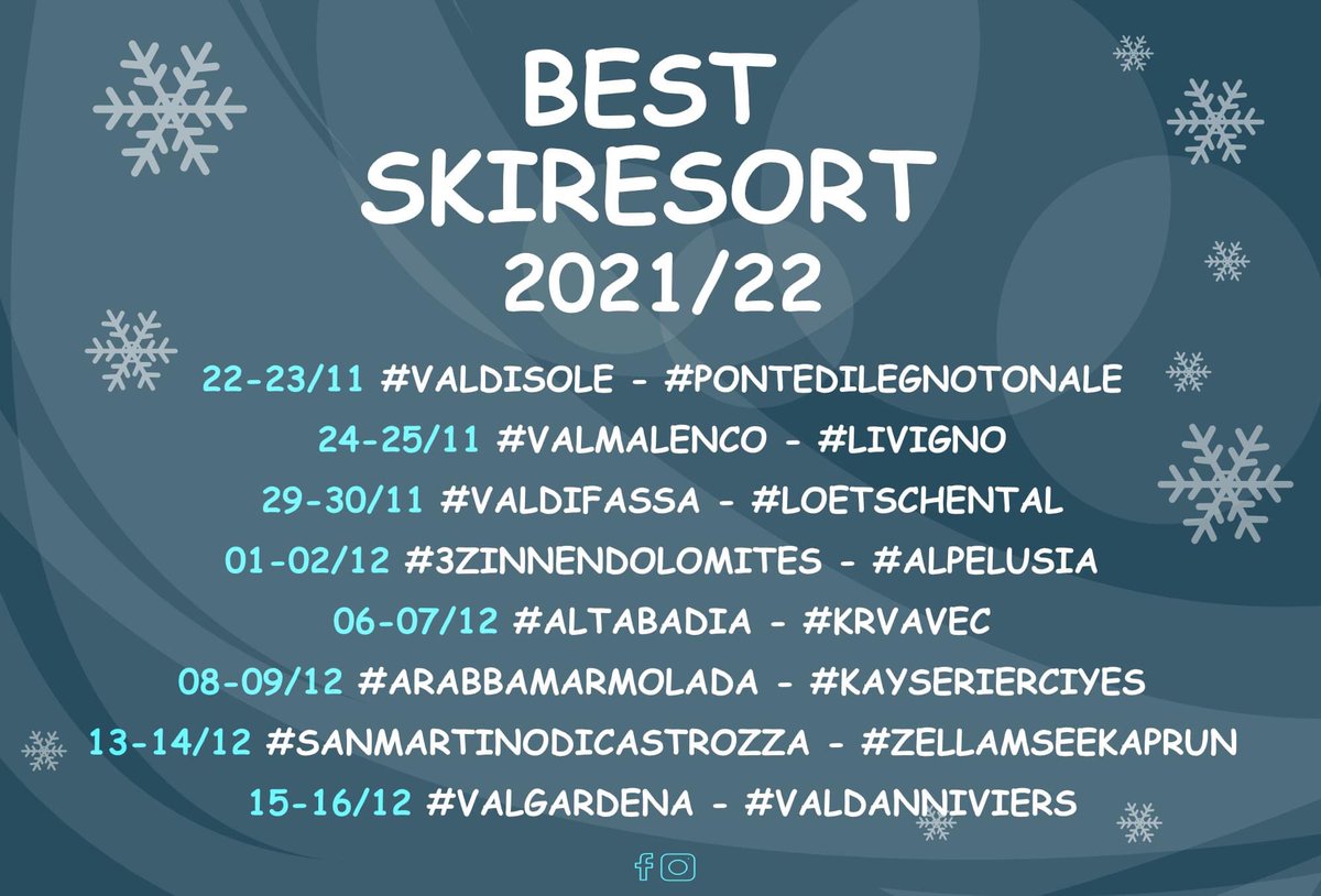 BESTSKIRESORT2021-22 | From next Monday 22nd! Annual ski resorts online voting contest | Voting via FB and Instagram | Updates: go4ski.com/en/home.htm ⛷❄️🎿🚠🗻☀️ #go4ski#ski#skiing#skilovers🎿 #skiing