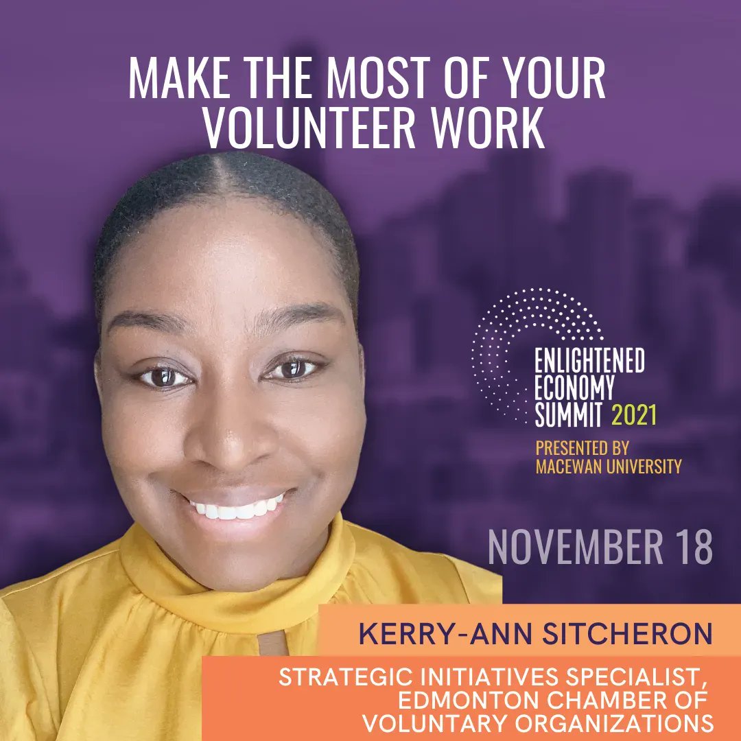 Kerry-Ann Sitcheron will be joining us this Thursday as our moderator! She serves as the Strategic Initiatives Specialist, Edmonton Chamber of Voluntary Organizations. #MacEwanU #EnlightenedConf buff.ly/3nnb90g