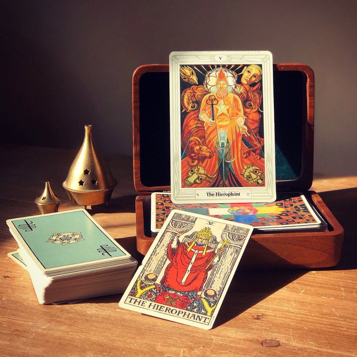 usgstarot's tweet photo. #QOTD: If you could only choose one... #SmithWaite Tarot or #CrowleyThoth Tarot? https://t.co/7MK10PHNsA
