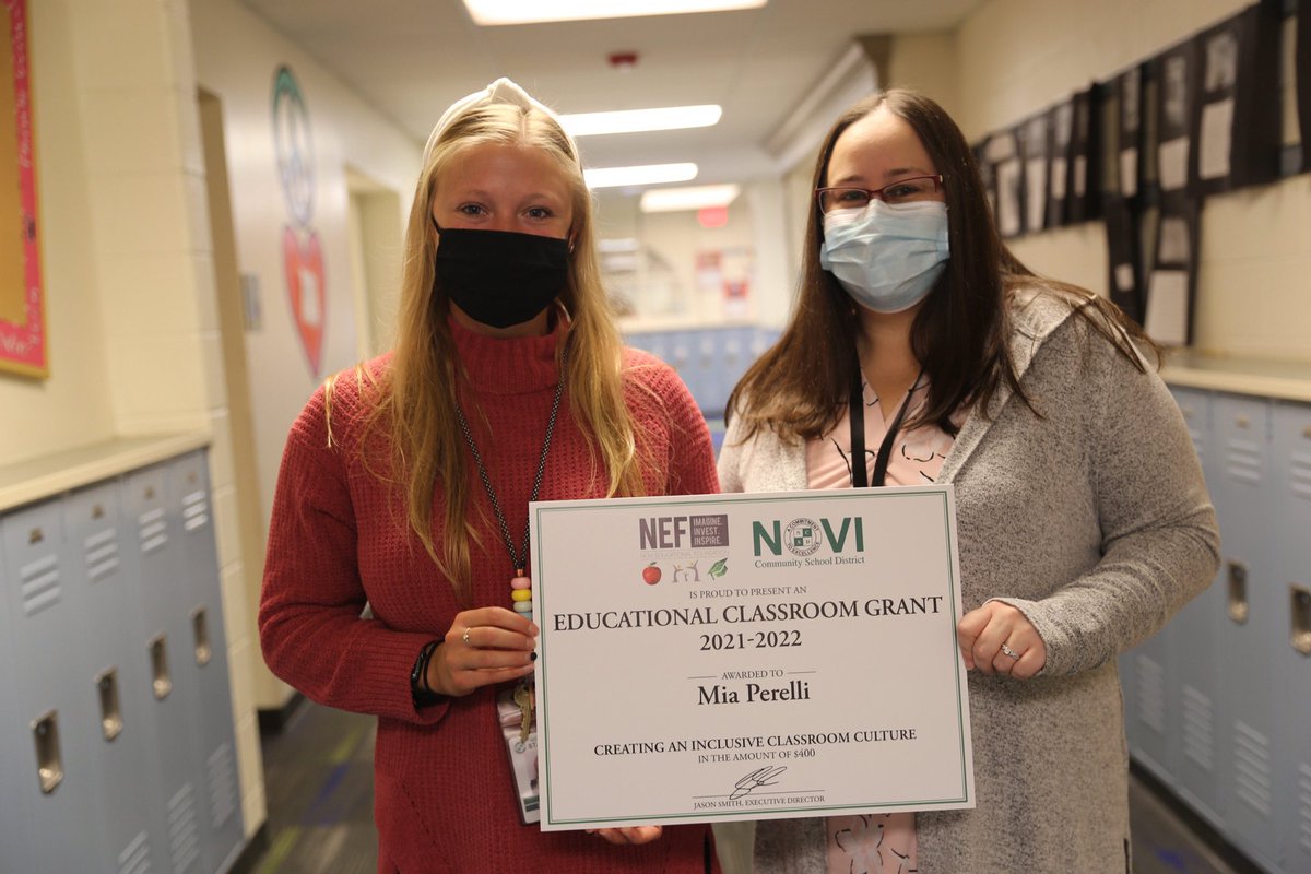 NCSD's tweet photo. Grateful to @NoviEdFound for supporting three teacher grants at @NoviWoods #NoviPride #NoviTogether #WhyNovi https://t.co/wrAMIwvwsz