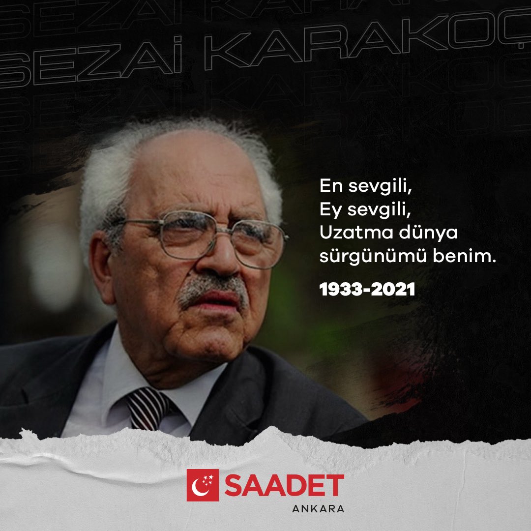 fatih__beyazit's tweet photo. Fikir ve gönül insanı, büyük şair, Üstad Sezai Karakoç’un vefatı hepimizi derinden üzdü. 

Rabbimden kendisine rahmet, ailesi ve tüm sevenlerine başsağlığı diliyorum. Makamı âli, mekanı cennet olsun.

 #SezaiKarakoç https://t.co/PyPdk8YZOW
