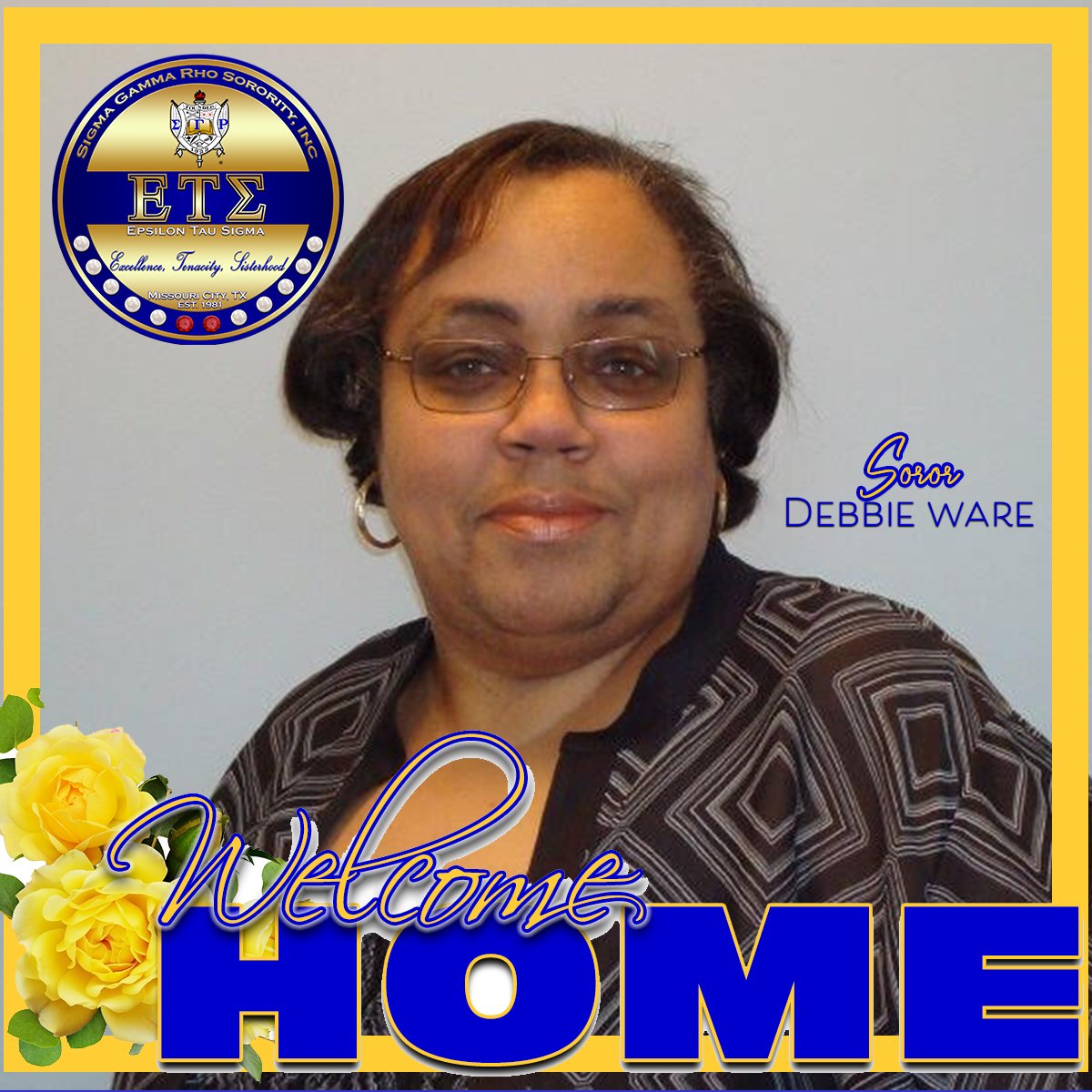 sgrhomocity's tweet photo. Please welcome our beautiful Soror Debbie Ware home to The Elite Epsilon Tau Sigma Chapter of Sigma Gamma Rho Sorority, Inc. It's not too late to reactivate. Contact membership@ets-sgr.org for more information. #EliteETS #MoCityPretty🐩 #WelcomeHomeSGRho https://t.co/EHajSEPnmx