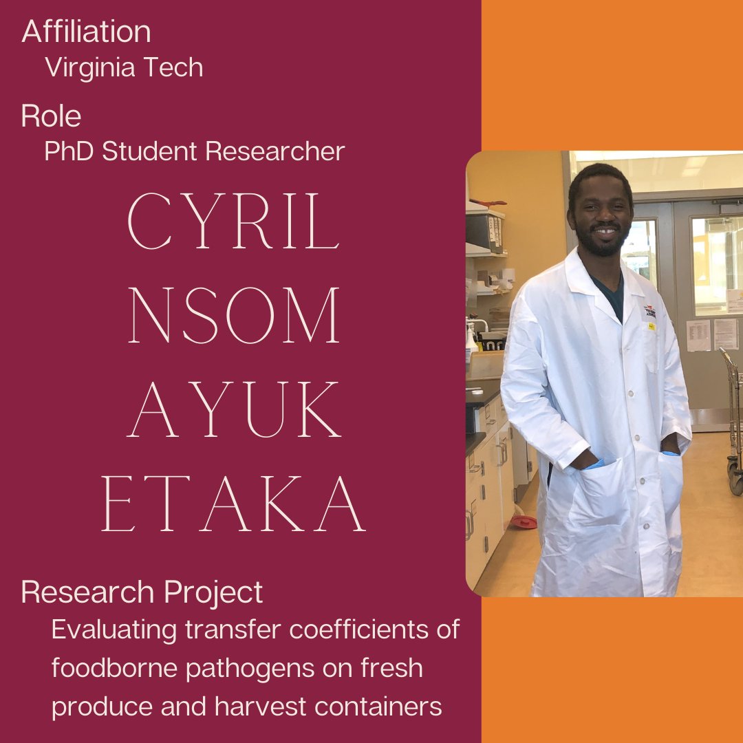 ps_sci's tweet photo. #MeetTheTeamTuesday: Cyril Nsom Ayuk Etaka, PhD student at @virginia_tech in @VTFoodScience and @VCE_news in @lauraKstrawn lab. He's looking at transfer coefficients of foodborne pathogens on #freshproduce and the materials used to #harvest, #pack, and #process it.
#makeCONTACT https://t.co/PsjRGKoEQM