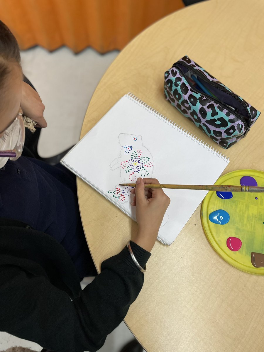 “We learned that the Métis are know as the ‘Flower Beadwork People’ because their beautiful beadwork and  embroidery. Today we created art inspired by their beautiful work!” - N.G