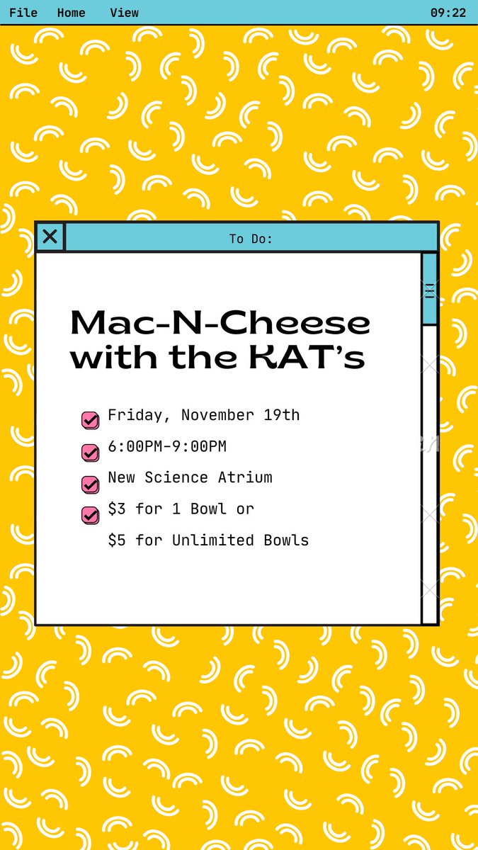 Theta_EKU's tweet photo. Mac-N-Cheese? Yes please! See you this FRIDAY! 🧀 https://t.co/HcVl6y61cZ