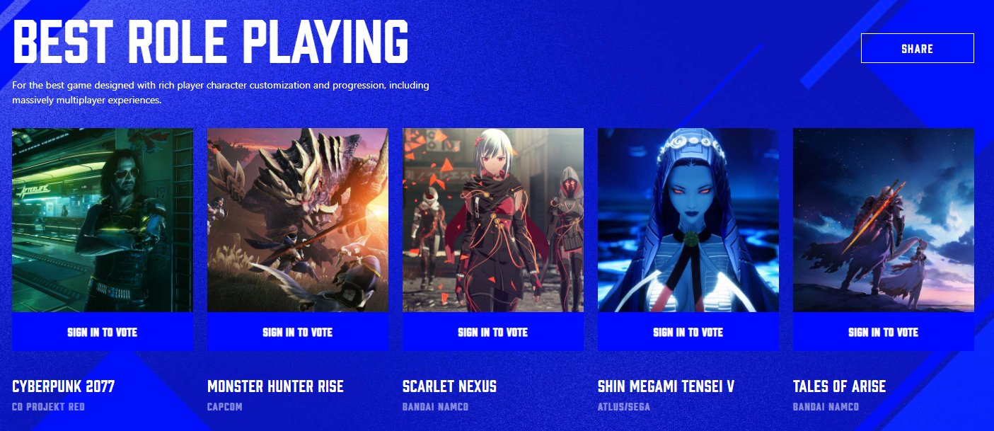 Persona Central on Twitter: "Shin Megami Tensei V has been nominated for  Best Role Playing game for The Game Awards 2021. #TGA2021  https://t.co/73UCB4UkAs https://t.co/RjuXFYOkLa" / Twitter