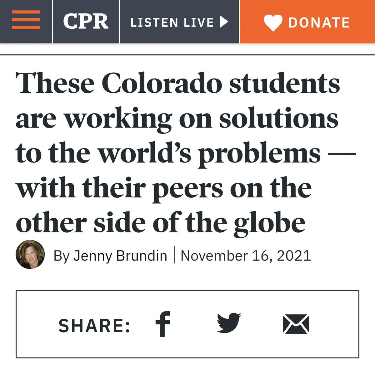 WorldDenver's tweet photo. It's #InternationalEducationWeek and we're excited to celebrate our international educational exchange programs with a feature from @CPRNews highlighting the students in our World Affairs Challenge Virtual Exchange! https://t.co/cGGAnt0C9n
#IEW2021 #WACVE #WorldClassConnection https://t.co/t4Et2dz21f