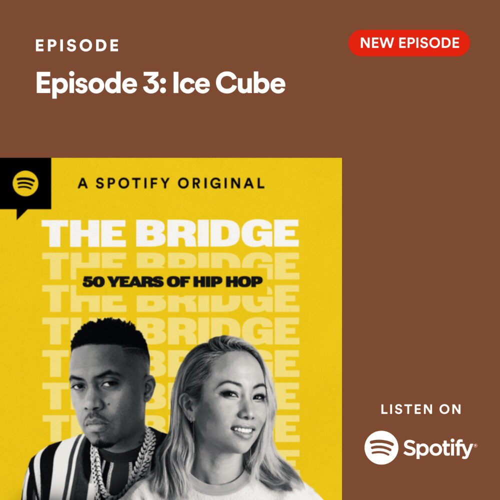 MassAppeal's tweet photo. 🚨 THE BRIDGE IS HERE 🚨

Join @Nas &amp; @Missinfo as they take you on a journey through the culture in the three-episode release of #TheBridgePodcast.

Guest starring @icecube, @cordae, and @Jungle_QB. 

Tune in to @Spotify for this #HipHop50 exclusive. 

▶️ https://t.co/bQBeNZajHQ https://t.co/vA837mrQKW