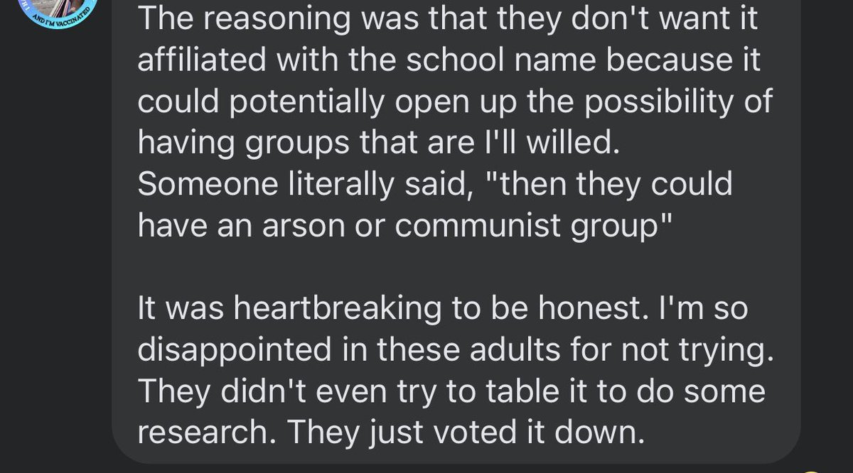 steph_leanne5's tweet photo. So my old school voted against having a lgbtq+ support group at school. Their reasoning is low key bullshit https://t.co/OdU4AU2fwT