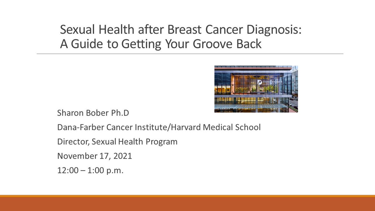 JHBreastGynResearch (@jhbreastgyn) on Twitter photo Please join us for our 6th & last portion of the 2021 Lunch & Learn series featuring <a href="/DrSharonBober/">Sharon L Bober</a> from
Harvard Medical School, founder & director
of the Sexual Health Program
Registration is FREE: bit.ly/3Cmh6OO
#bcsm #sexualhealth #breastcancer Please join us for our 6th & last portion of the 2021 Lunch & Learn series featuring <a href="/DrSharonBober/">Sharon L Bober</a> from
Harvard Medical School, founder & director
of the Sexual Health Program
Registration is FREE: bit.ly/3Cmh6OO
#bcsm #sexualhealth #breastcancer