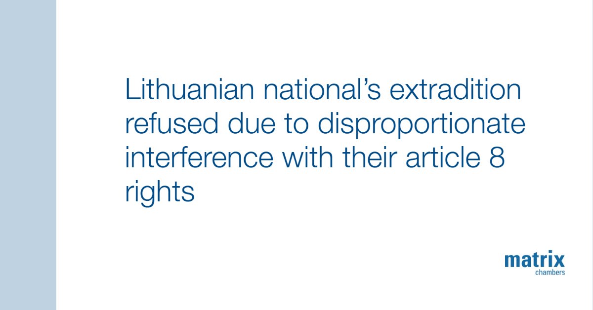 Matrix (@matrixchambers) on Twitter photo Florence Iveson was instructed by Sonn Macmillan Walker Solicitors <a href="/SMW_Law/">SonnMacmillanWalker</a> to represent a Lithuanian national whose extradition to face trial in Lithuania for 8 fraud offences was refused today #extraditon ow.ly/aolP50GP39q Florence Iveson was instructed by Sonn Macmillan Walker Solicitors <a href="/SMW_Law/">SonnMacmillanWalker</a> to represent a Lithuanian national whose extradition to face trial in Lithuania for 8 fraud offences was refused today #extraditon ow.ly/aolP50GP39q