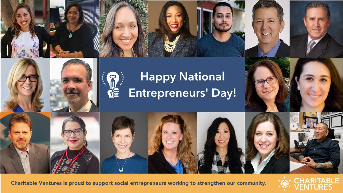On #NationalEntrepreneursDay, <a href="/CharVentures/">Charitable Ventures</a> is proud to support social entrepreneurs who have a dream and taking risks to bring their ideas and innovations to make a difference in the community. 

The world is a better place because of you.