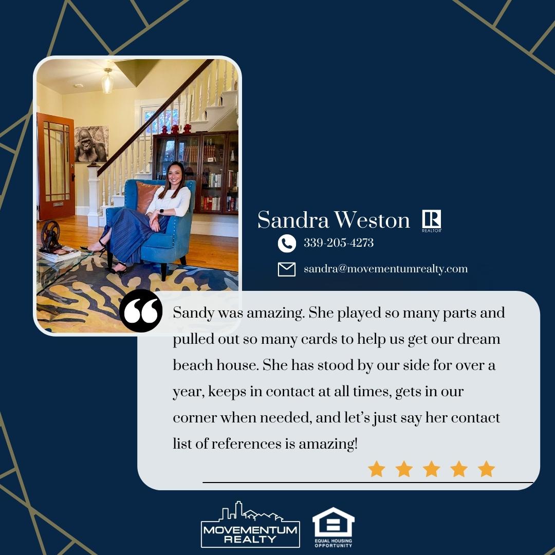 MovementumRE's tweet photo. For this week's #TeamMemberTuesday we would like to take the opportunity to celebrate one of our hardest working Move Mentors Sandra Weston! This is what one of her clients had to say about her in a 5 STAR review.
#MovementumRealty #Movementum #MoveMentors #SouthShore https://t.co/DWuQ9E5IM2