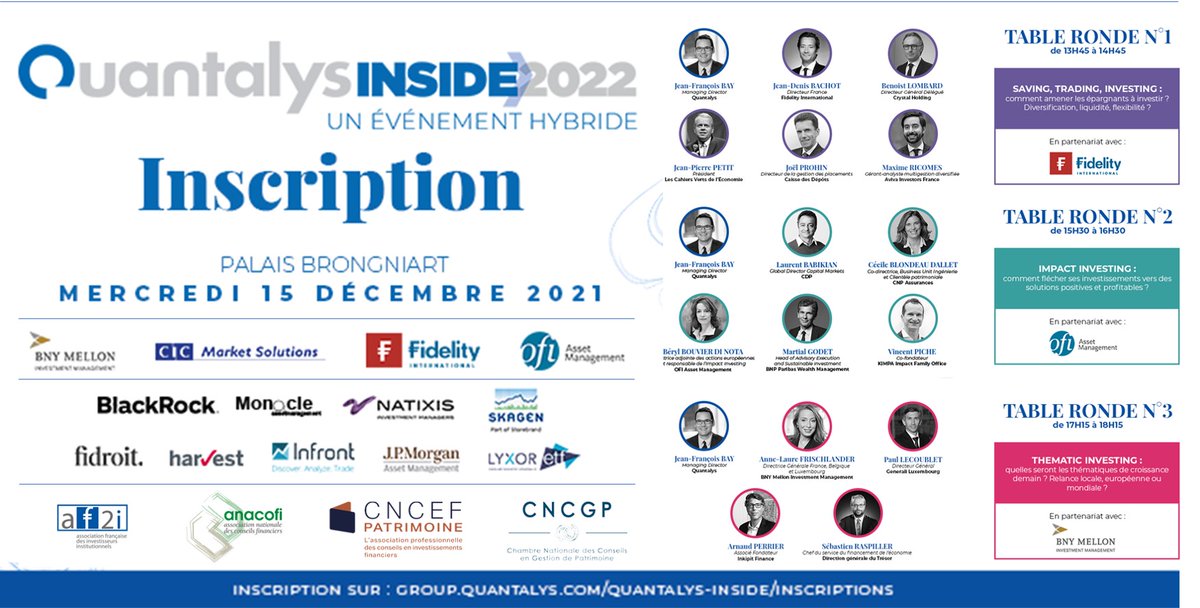 JeanFrancoisBay's tweet photo. [#inside] Ne manquez pas l'évènement @quantalys le 15 Dec pour échanger, anticiper, détecter les meilleures stratégies et prendre les bonnes décisions ! Faites aussi le plein d'innovations ! Avec #af2i @AssNaCoFin @ChambreNCGP #cncef ...
Inscription : 
https://t.co/P3xMjFjp1B https://t.co/1GvhGClTeC