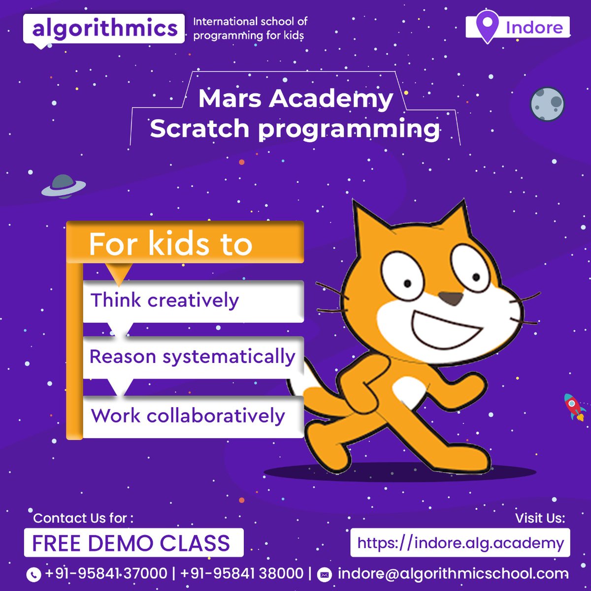 algorithmicsind's tweet image. Algorithmics Mars Academy Course: designed by internationally renowned methodologists for students to put their imagination to work

Age- 8– 12 years old
Book a FREE demo class today
indore.alg.academy

#codingforkids #programming #algorithmics #python #scratchprogramming