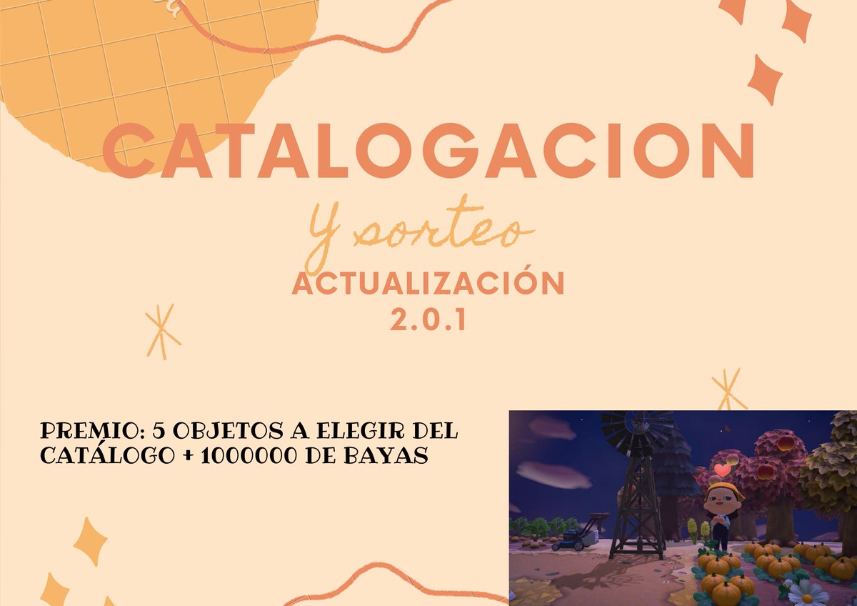 PerenneCrossing's tweet photo. ✨ CATALOGACIÓN Y SORTEO ✨

El SÁBADO 20 voy a abrir mi isla para que podáis catalogar objetos de la actualización 2.0 del Animal crossing. 

Entre los que vengáis sortearé un PREMIO de 1.000.000 de BAYAS + 5 objetos que haya dentro del catálogo que el ganador decida. https://t.co/WxupNw8hDd
