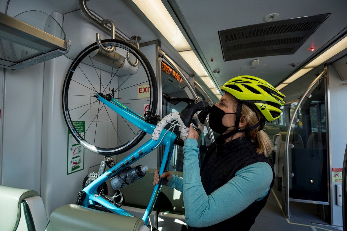 smarttrain's tweet photo. SMART trains are equipped with bike racks to make your morning commute a little easier and greener. 🚲 #SMARTtrain #WelcomeBackToSMART https://t.co/Mp4ITCrblK