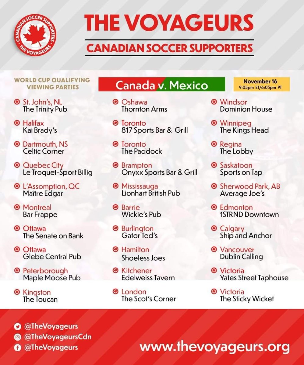 BytownBoys's tweet photo. 🇨🇦 ⚽️ 🇲🇽
Nov 16th , Edmonton currently -6 and ❄ 🏔 🌨 ☃️.
Should be fun. Join us @TheSenateTavern on Bank for the game. #ViewingParties #StayWarm #AllezLesRouges #CanadaRed #SupportLocalFootball #ForCanada #CanMNT #WCQualifiers https://t.co/agH71viZk3