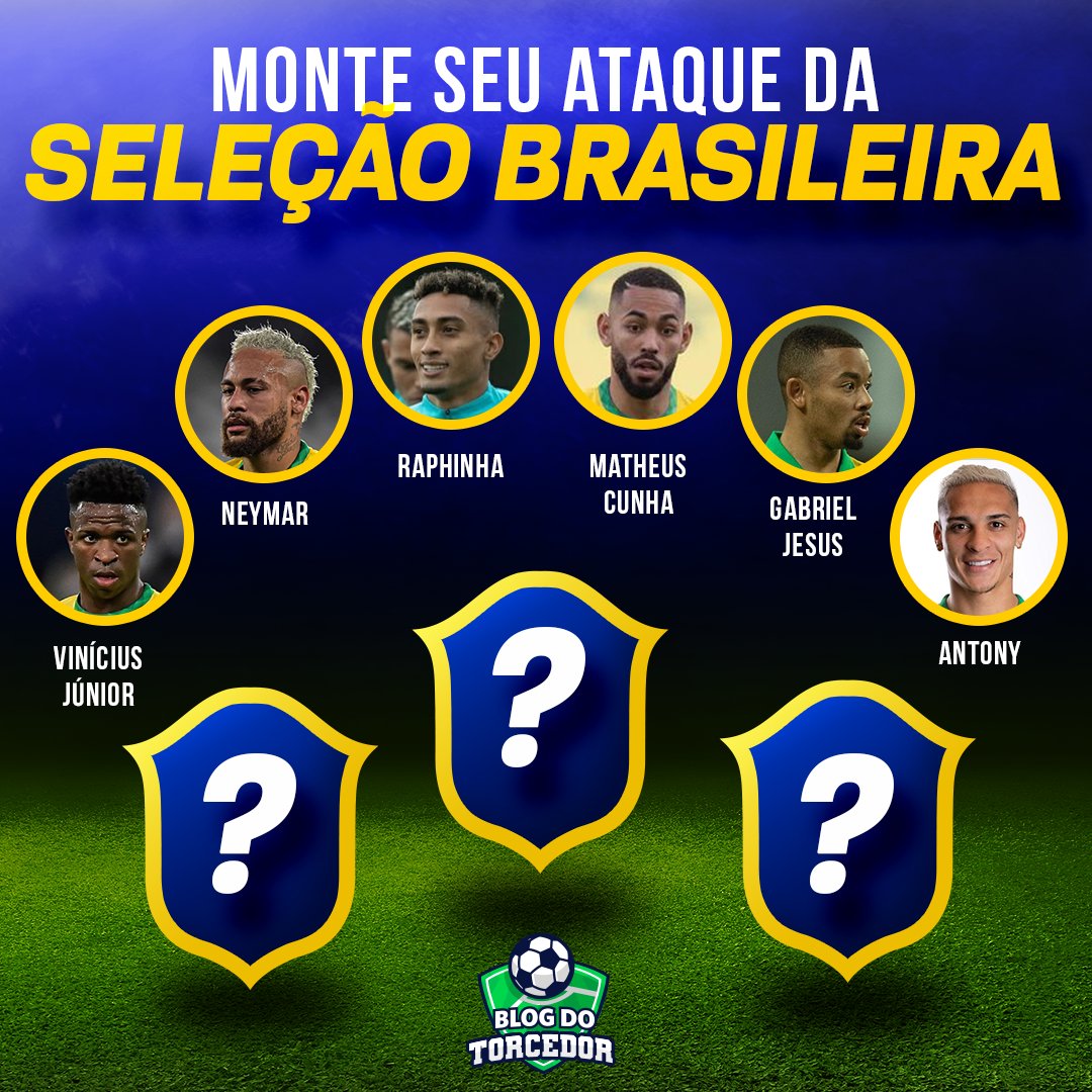 blogdotorcedor's tweet photo. Mesmo com Neymar de fora contra a Argentina, nesta terça-feira (16), pelas Eliminatórias da Copa do Mundo, qual seria o ataque perfeito da seleção brasileira? Deixe nos comentários 😉.
#blogdotorcedor #seleçãobrasileira #neymar #vinijr https://t.co/OiSBmXOCex
