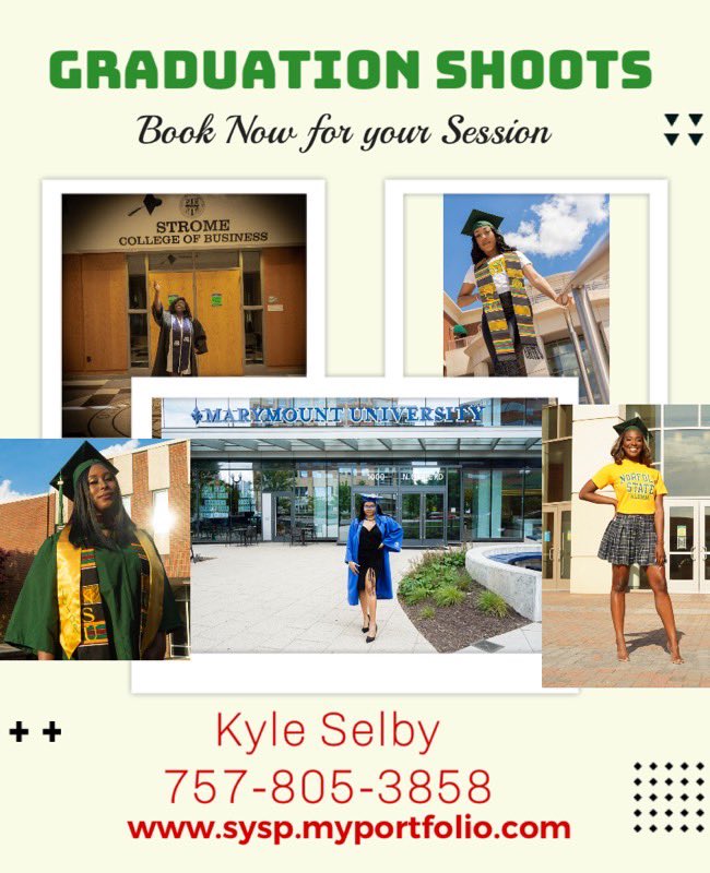 kselbyballin12's tweet photo. Aye seniors it’s that time of the year come book your grad shoot now and create lasting memories #nsu #odu #vwu #vsu #vt #jmu #gmu https://t.co/vubldWxpWx