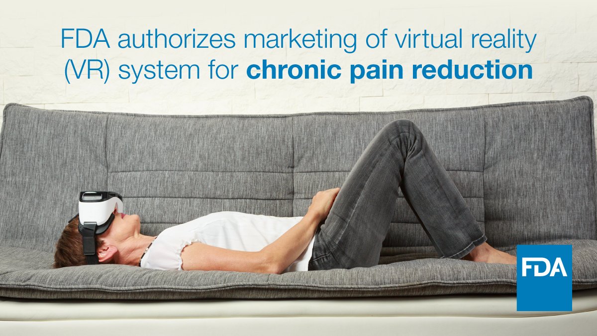 Today we authorized marketing of a virtual reality (VR) system that uses cognitive behavioral therapy and other behavioral methods to help with lower back pain. fda.gov/news-events/pr…