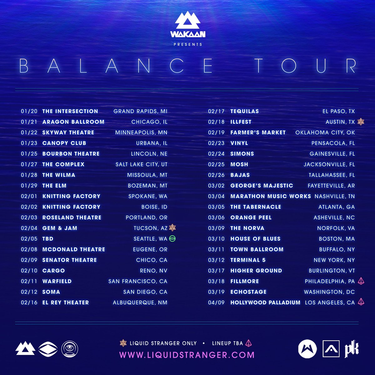 Taking the Pretty Dark Loud vibes on the road with the legend <a href="/LiquidStranger/">Liquid Stranger</a>! Honored to be starting 2022 on The B A L A N C E Tour with such an epic lineup. Thanks Martin and <a href="/WakaanOfficial/">wakaanofficial</a> for having me this is a dream come true💜 You don’t want to miss any of these stops🌀⚖️