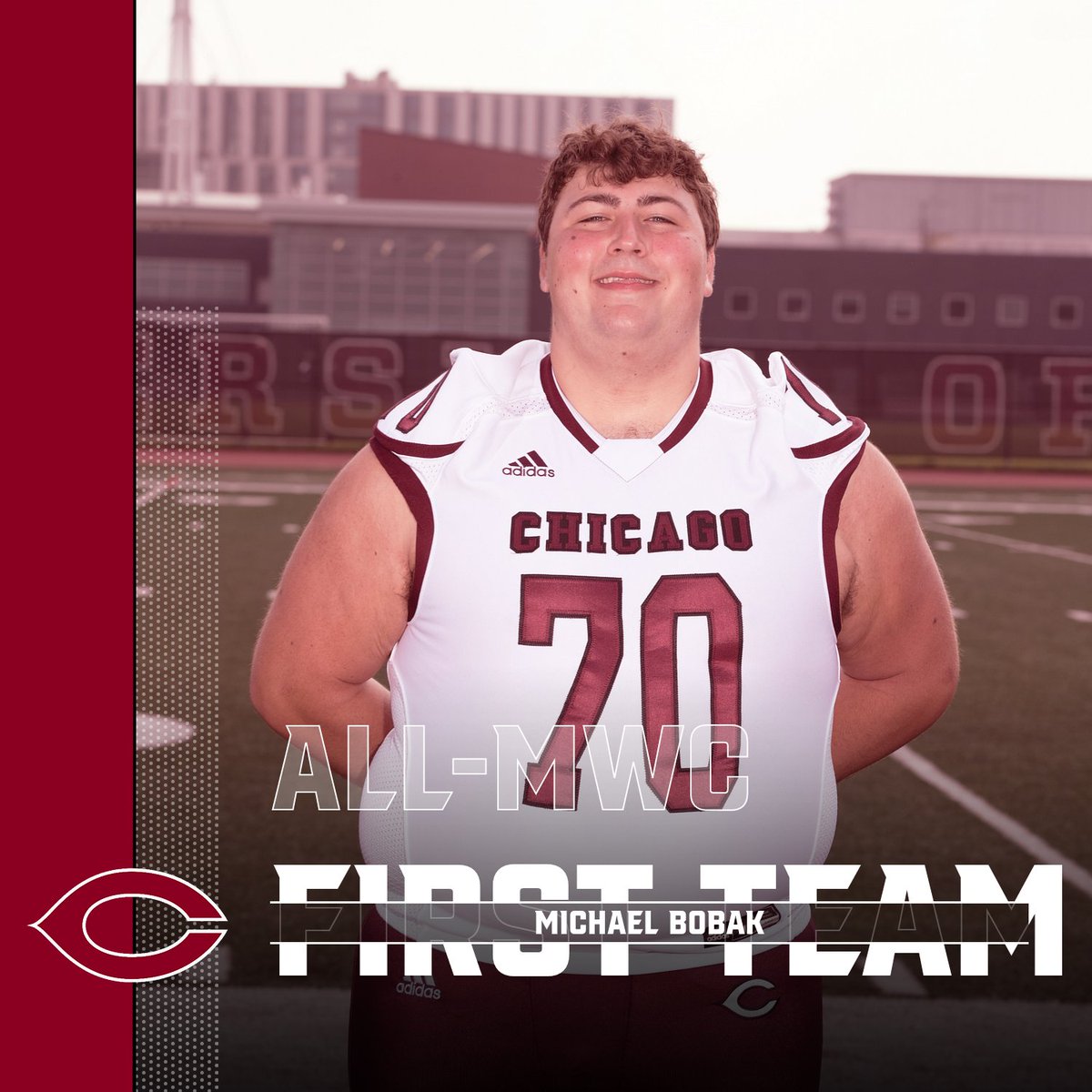 UChicagoFB's tweet photo. Congrats to our All-Conference Offensive Linemen
Michael Bobak - 1st Team (SR-St. Ignatius, IL)
Brandon Schillig - 1st Team (JR-Santa Margarita, CA)
DJ Jelin - 2nd Team (Concorde-Carlisle, MA)
#maroonmade https://t.co/4a1xxNtZ2L