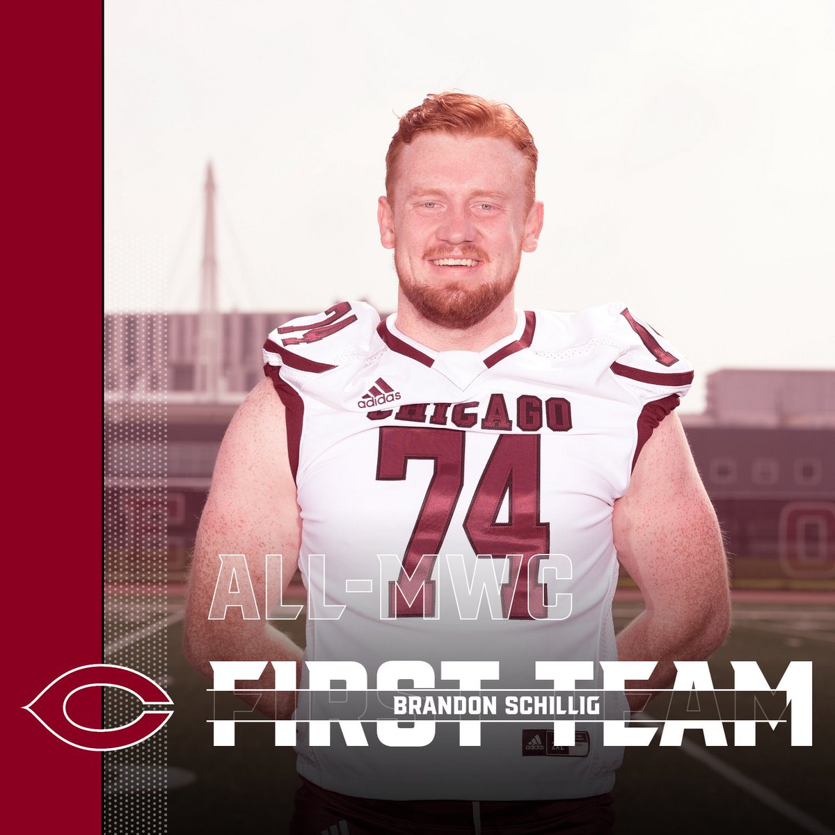 UChicagoFB's tweet photo. Congrats to our All-Conference Offensive Linemen
Michael Bobak - 1st Team (SR-St. Ignatius, IL)
Brandon Schillig - 1st Team (JR-Santa Margarita, CA)
DJ Jelin - 2nd Team (Concorde-Carlisle, MA)
#maroonmade https://t.co/4a1xxNtZ2L