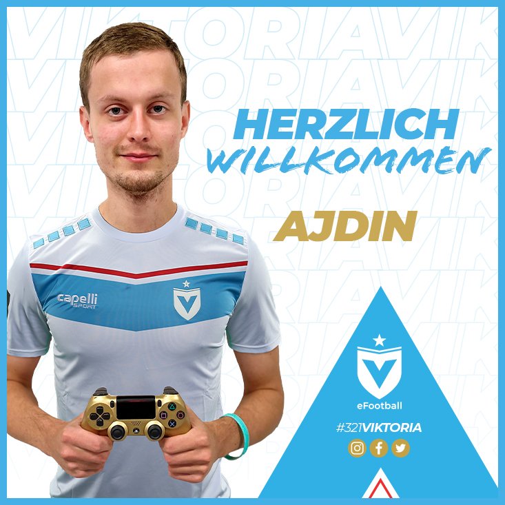 ANNOUNCMENT 🖋

We are happy to announce the signing of Ajdin Islamovic as a competitive Fifa player for our eFootball department 🥳💙

#321viktoria #vamosviki #viktoriaberlin #blnefootball