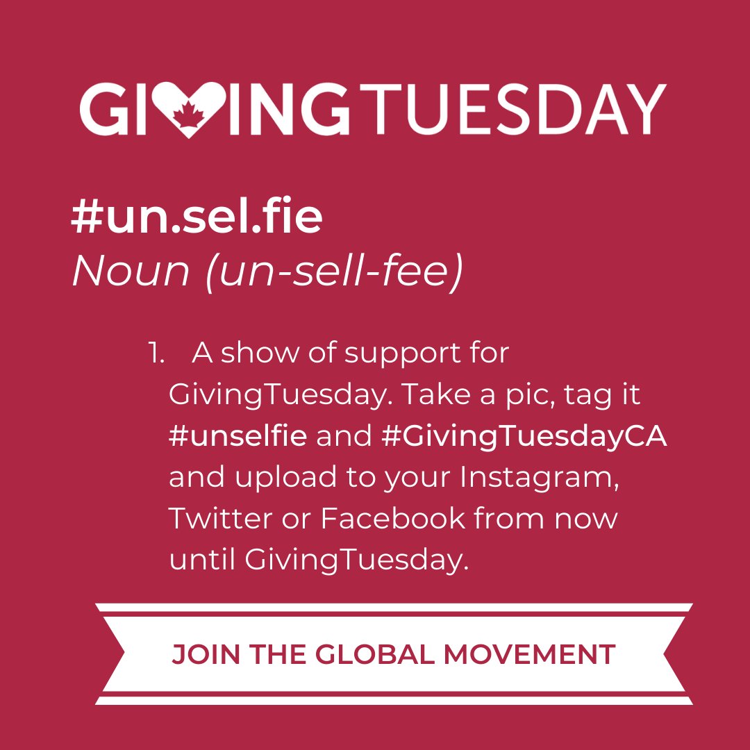It's GIVING TUESDAY!  Join the global movement.  Share your #unselfie to show your support on Giving Tuesday!
#GivingTuesdayCA #givingtuesday2021