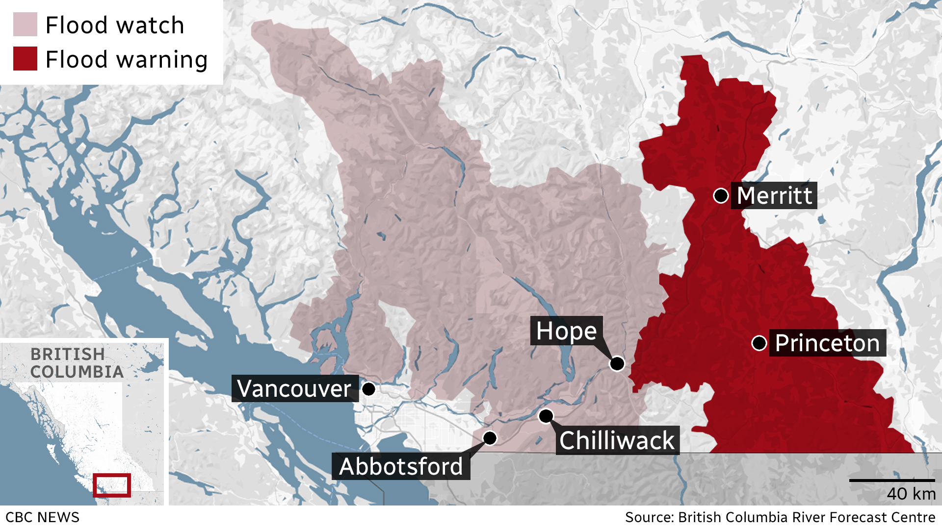 British Columbia County Map Cbc British Columbia On Twitter: "B.c. Flood Map As Of Tuesday Morning  #Bcstorm Https://T.co/Fmrk3Trbws" / Twitter