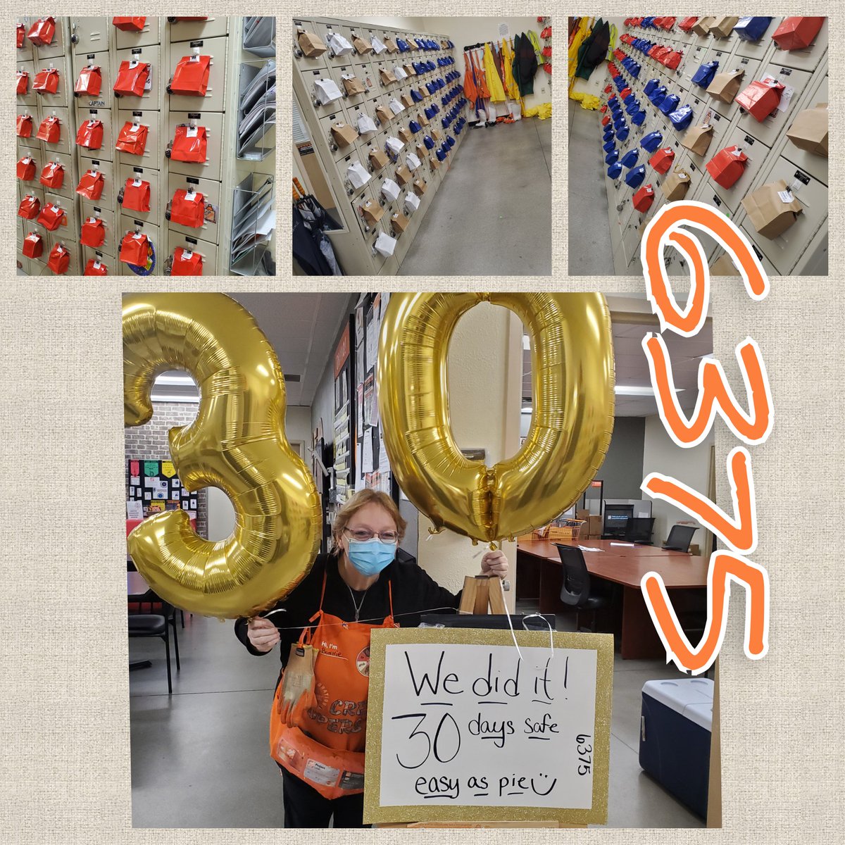 THDEileenMarie's tweet photo. I'm not gonna lie...this is a big deal! We are over the moon filled with joy (and pie) to share that we are 30 days safe!!Way to go team 6375! We WILL get to 365 again by keeping safety a priority every second of the day! @HeldieRodriguez @D12Roman @thdkwalk https://t.co/GBw312lKuJ