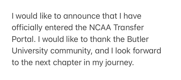 Officially in the NCAA Transfer Portal!