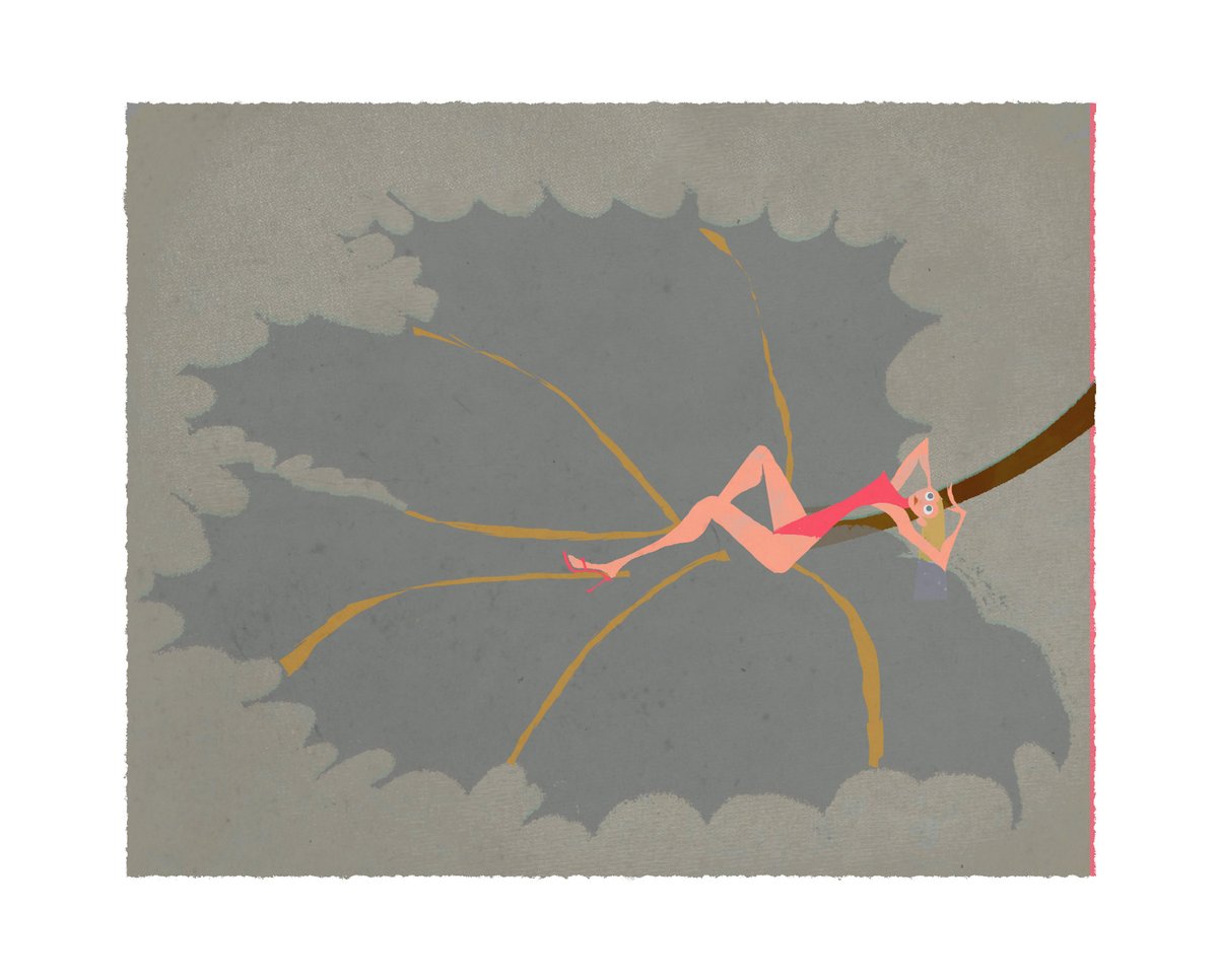 Series of illustrations of people with giant plants/flowers - Trying new textures and ways of drawing people