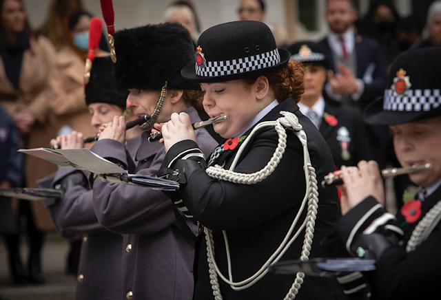 gmpband's tweet photo. Some more photos from Remembrance Sunday. Great to be back playing for such an important occasion. We will remember them #Remembranceday #Lestwrforget @gmpolice https://t.co/1Vmc3smqIm