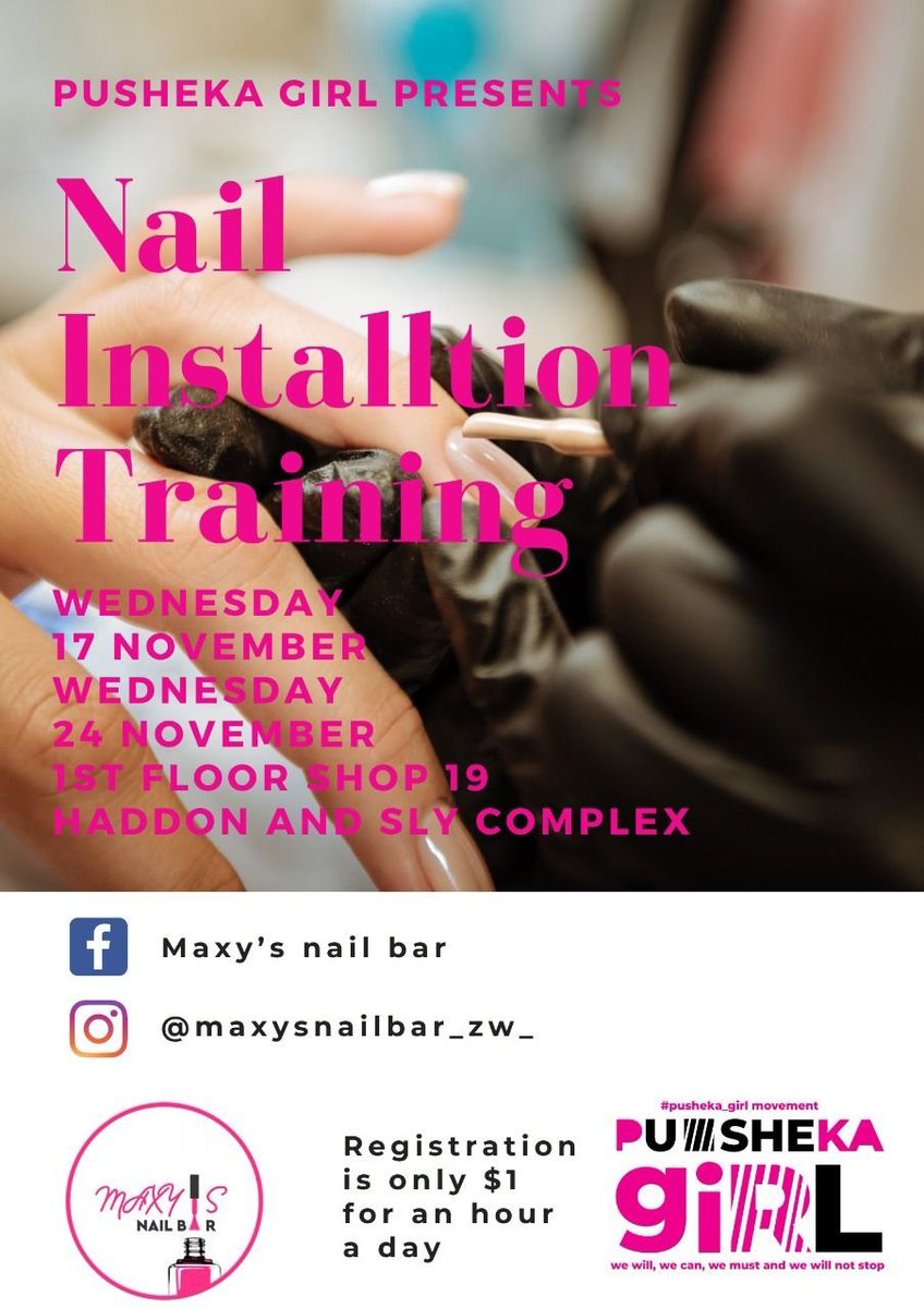 Join us tomorrow for two exciting sessions! Horticulture Training with Jardin Eden and Nail Installation Training with <a href="/maxytekere/">maxytekere.. #PUSHEKA_GIRL👅</a> at the best price in town

Register today! #pushekagirl
#roadtopushekashower2021
#anythingBaby