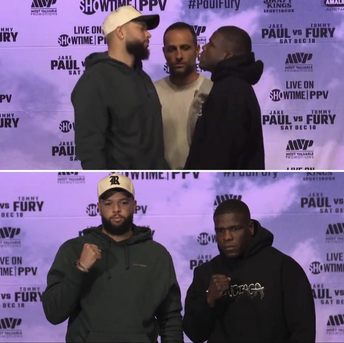 ESPNRingside's tweet photo. Deron Williams and Frank Gore faced off for the first time ahead of their boxing match on Dec. 18’s #PaulFury card. https://t.co/RX1tninS1W