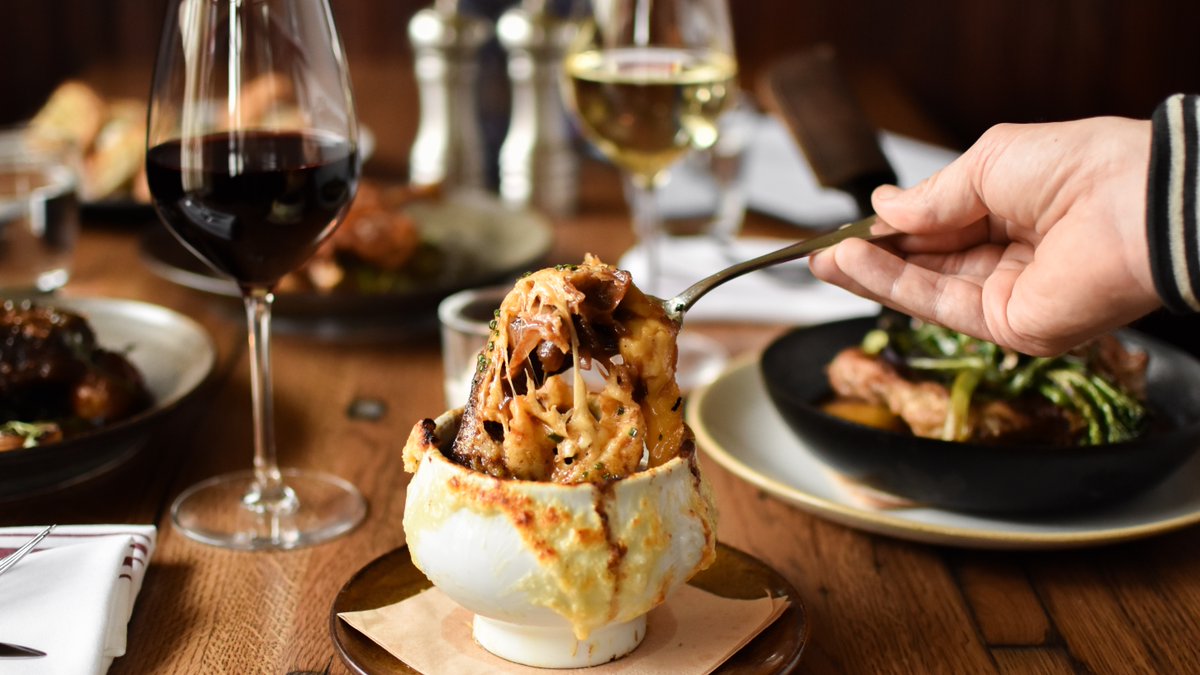 barlyonboston's tweet photo. Our classic French Onion Soup is comprised of Sweet Vidalia Onion, Comté, Crouton, and Sherry to create the perfect starter for your meal at Bar Lyon https://t.co/Po1ft6X7CY
