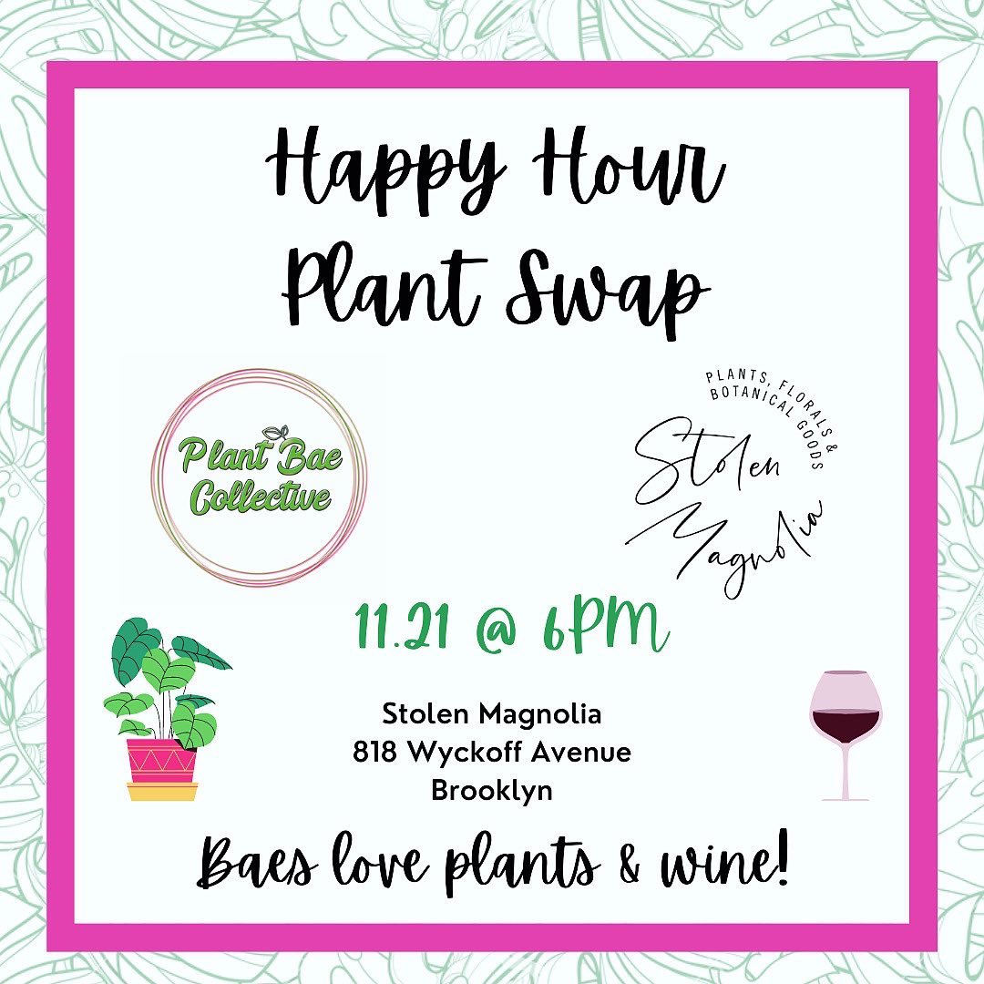 avaeats's tweet photo. pinot + pothos 🍷🪴

merlot + monsteras 🪴🍷

rosé + rhaphidophoras🍷🪴

happy hour plant swap 🪴🍷
 
this sunday in brooklyn—rsvp in @PlantBaeCo_’s bio. https://t.co/lzfcTVIdQG