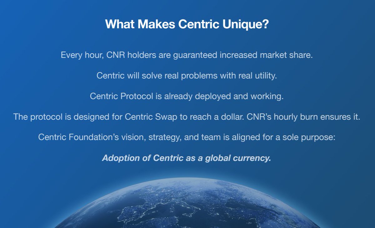 Have you checked out the Centric Presentation yet? It's an incredible overview of the Centric vision! Let us know in the comments if you have read it, and what you thought about it! 

See full presentation here: centric.com/docs/centric-p…

$CNS $CNR #CentricWarriors #BSC #BSCGem