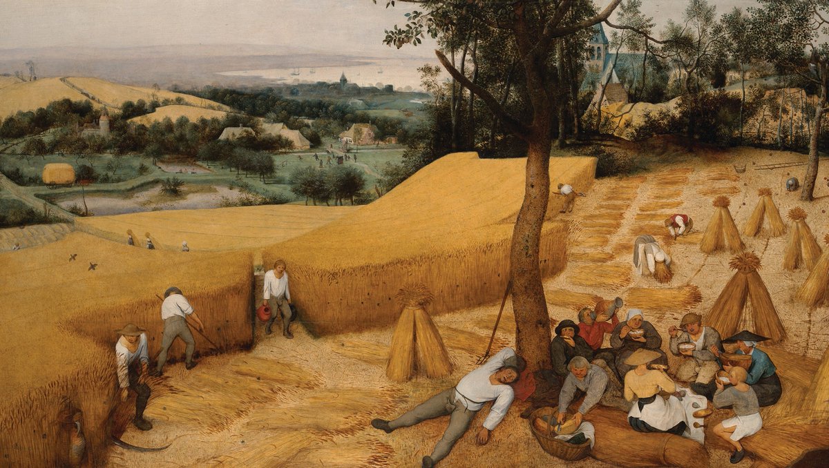 chadbrookcards's tweet photo. This painting depicts the late summer #harvest in Belgium. Against a background of low hills and a valley, you can see more than 40 people in this painting engaged in various activities.

https://t.co/03lVBlYnCf

#16thcentury #artoftheday #art #oldpainting #painting #fields https://t.co/s5Nv1prEcg