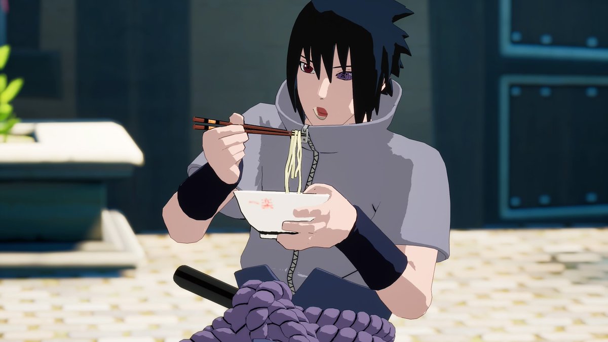 tehrimazam's tweet image. sasuke eating ramen and sakura cheese burger...
