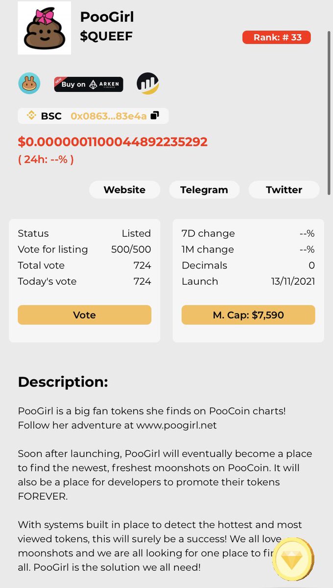 Please vote for us at coinhunters.cc/tokens/PooGirl

Thank you! 💪

#poogirl #Crypto #MOONSHOT #100xgem #BSCGems #doge #shiba #safemoon #memecoin <a href="/1goonrich/">Quasar.Exe</a> <a href="/elonmusk/">Elon Musk</a> <a href="/OfficialTravlad/">Travladd Crypto 𐤊</a> <a href="/cz_binance/">CZ 🔶 BNB</a> #cryptocurrency