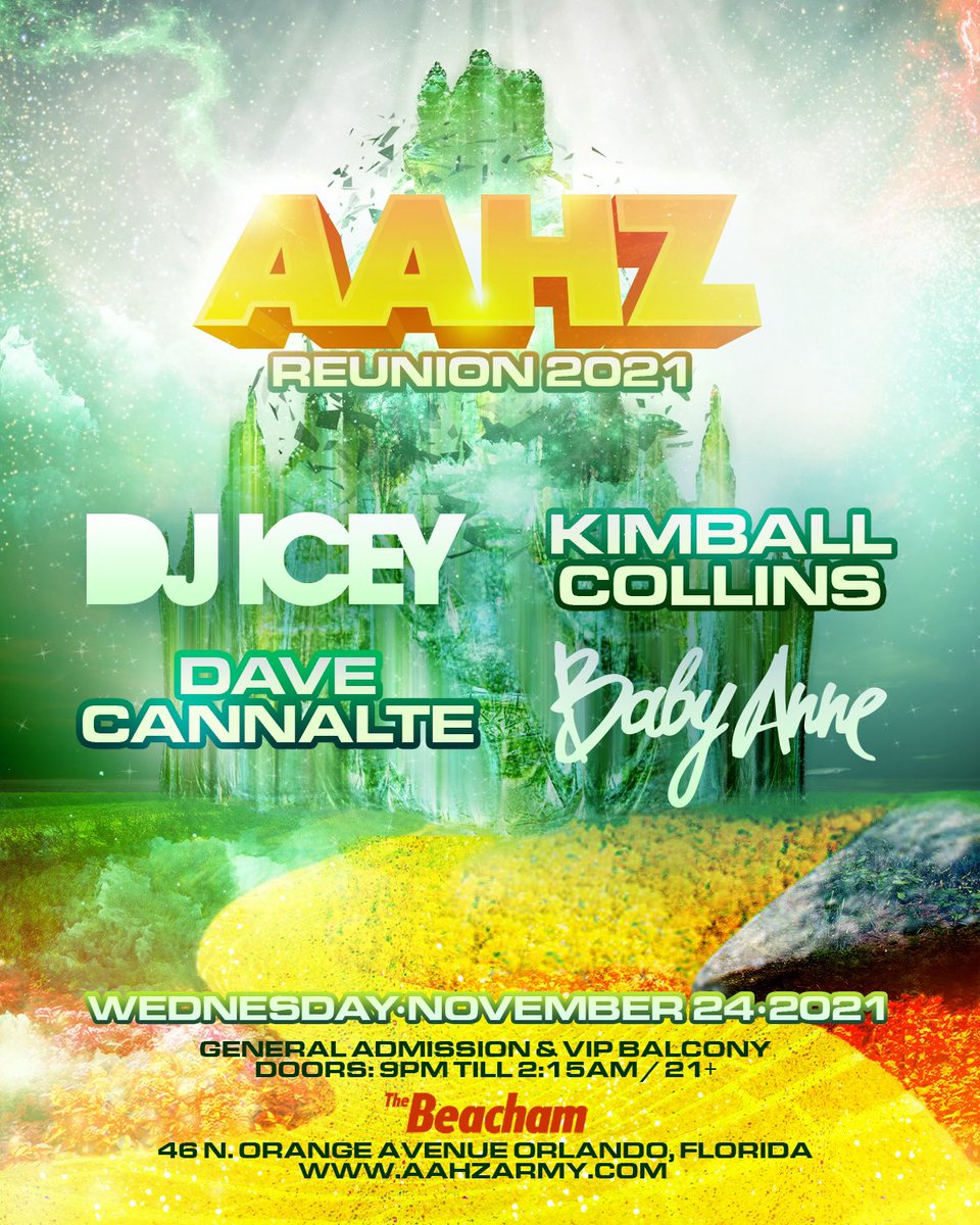 Get your pre-sale tickets now for our AAHZ 2021 Reunion next Wednesday (Thanksgiving Eve) at <a href="/BeachamOrlando/">The Beacham</a> (ticket link aahzarmy.com)
