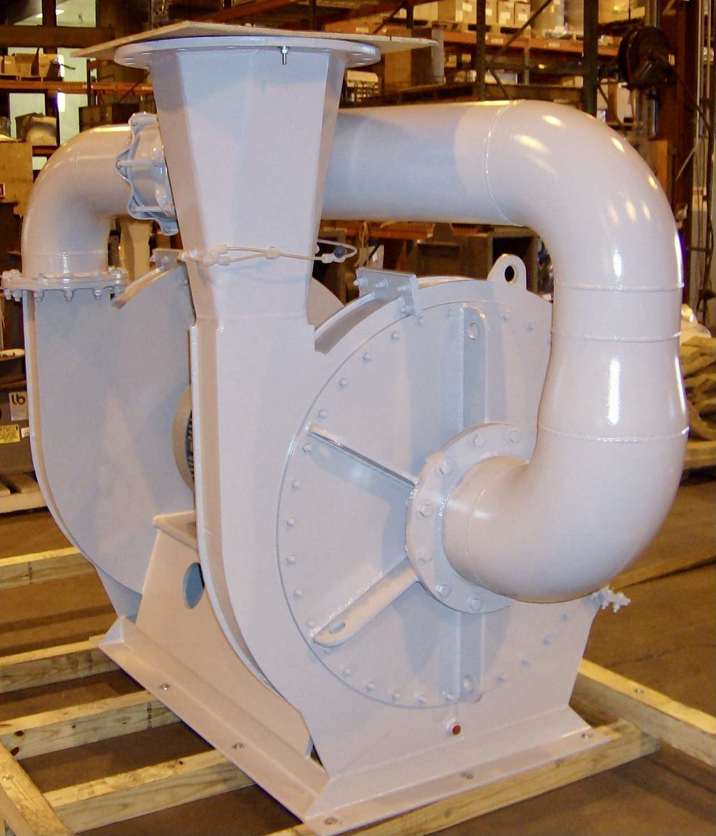 This is a primary air blower for a large cement mill. This unit has two fans in the series, a dual shafted motor, a small footprint, and over 5.5 PSI differential pressure! IBI is getting it done! #industrialfans #oemsupplier #manufacturing #madeinusa #ibilife #whyibi