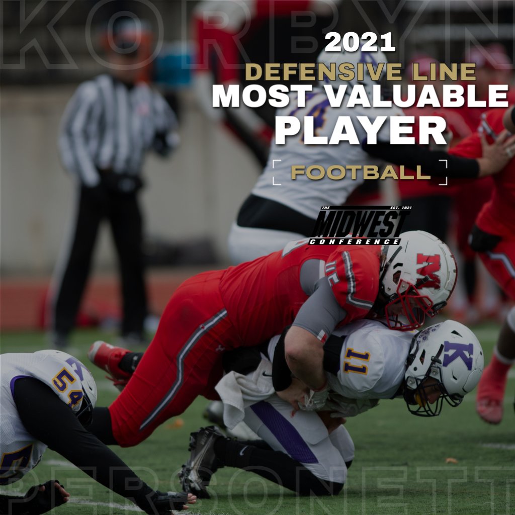 MWCSports's tweet photo. Congratulations to Korbyn Personett of Monmouth College! Korbyn is the 2021 MWC Defensive Line MVP! @MCFightingScots @RollScotsFB https://t.co/IaHJg7My7y
