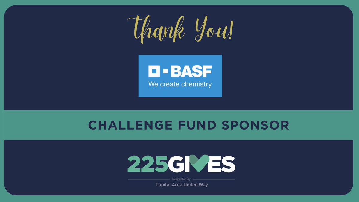 225Gives's tweet photo. @BASFLouisiana has joined 225Gives as a Gold Sponsor for the Challenge Fund. TY for your support! We can wait to celebrate with you on 225Gives Day, Tue. Nov. 30. Visit https://t.co/kA1uyMACA6 to support your local non-profits.
#BuildCommunity #IgniteAction https://t.co/vtQAK4n72N