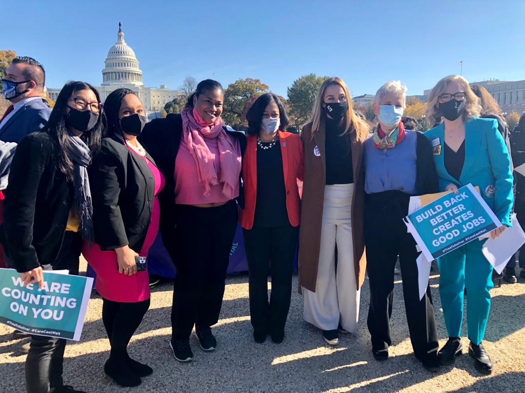 RepNikema's tweet photo. Anyone who has lived what I’ve lived, or seen what I’ve seen knows that #CareIsInfrastructure.
I was proud to stand with my @domesticworkers and @SEIU sisters and brothers in demanding we pass the @POTUS Biden #BuildBackBetter Act NOW. #CareCantWait. https://t.co/9PpFh7gGXm
