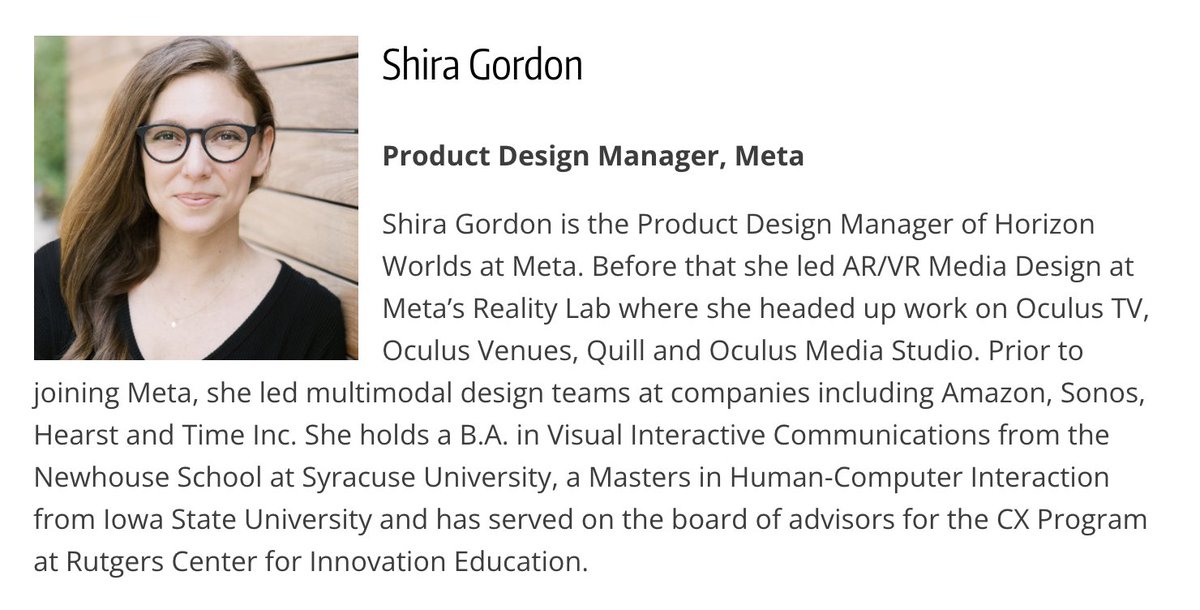 XrdaySeattle's tweet photo. More exciting #XRday lineup additions! We look forward to welcoming Shira Gordon, Product Design Manager at Meta. This Thursday 11/18 at @hcdeUW – tickets still available: https://t.co/IuFTkIGuDl https://t.co/UOI9oC5c7T